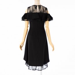 Select Shop  オフショルラメレースドレス　ブラック/M
