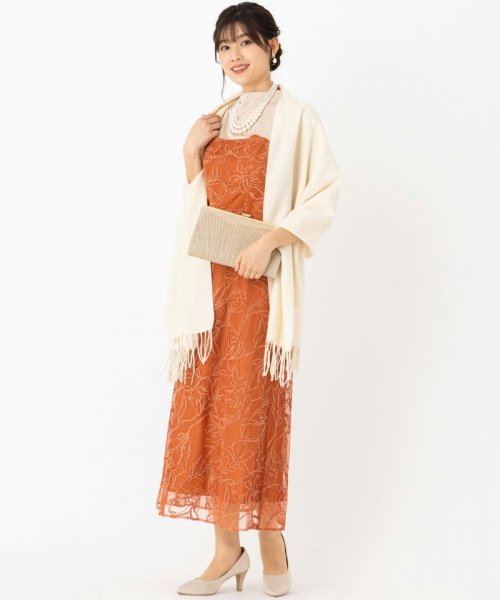 LAGUNAMOON  ラグナムーン　LADYモール刺繍ドッキングドレス　オレンジ/M