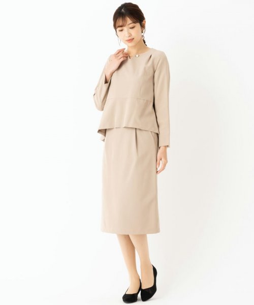 Select Shop  【スーツ2点SET】チャーム付きブラウス&スカート　ベージュ/L