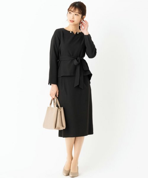 Select Shop  【スーツ2点SET】チャーム付きブラウス&スカート　ブラック/L