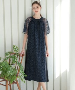 Select Shop  Aライン刺繍ドレス　ネイビー/M