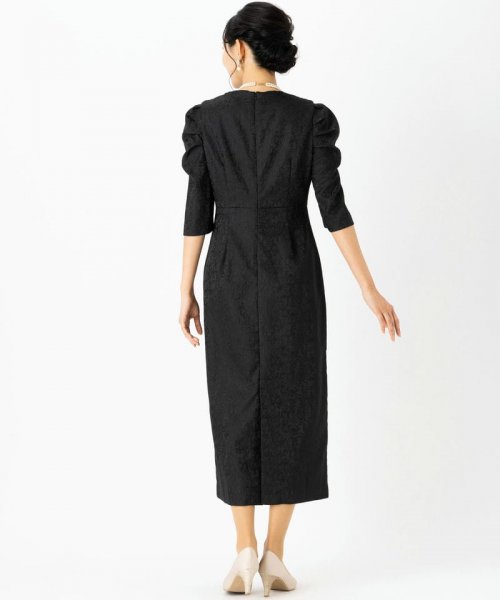 Select Shop  【ドレス2点セット】ジャガードパフスリーブドレス　ブラック/M