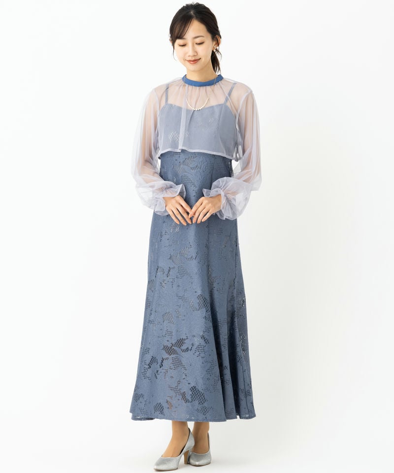 【新品未使用】シフォンボレロセットドレス ブルー M