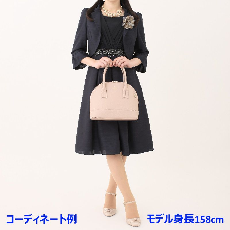 クーポン・セール ブラックドレス(9号)とベージュのジャケットのセット ひざ丈ワンピース