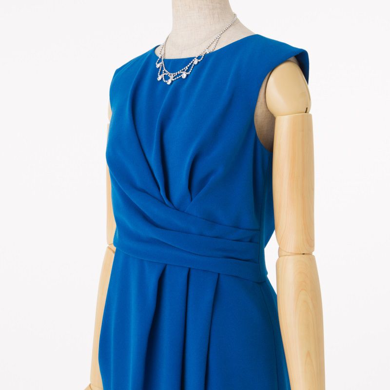 グレースコンチネンタル　ジョーゼットドレープドレス　ブルー/S-M