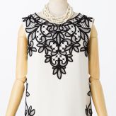 GRACE CONTINENTAL  グレース　トリアセコード刺繍ドレス　ブラック×ホワイト/M-L