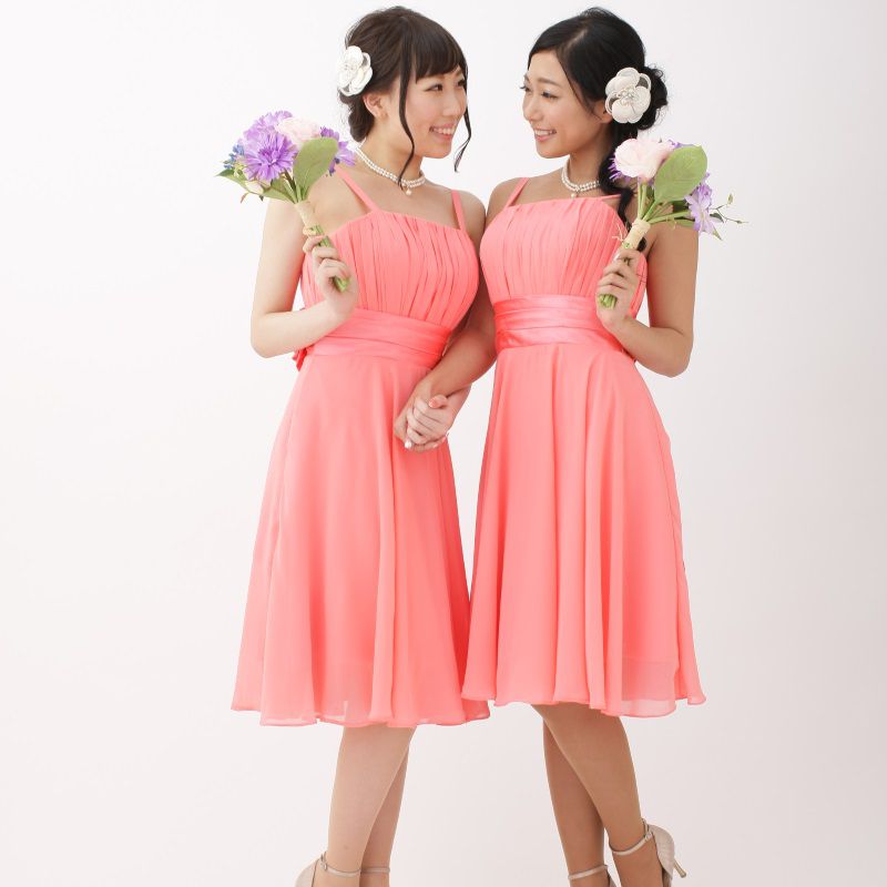 Select Shop ブライズメイド２着ｓｅｔ シンプルお花 ピンク ｍ 結婚式パーティーのレンタルドレス アイテムはcariru