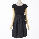 Select Shop  【授乳マタニティー】シャンタンフロッキードットドレス　ブラック/M